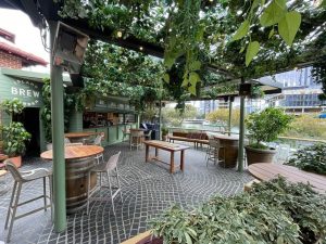 Outdoor beer garden at The Island at Elizabeth Quay, ideal for corporate events in Perth