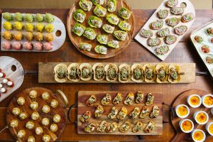 A gourmet canapé spread at The Island, one of the top corporate function venues in Perth