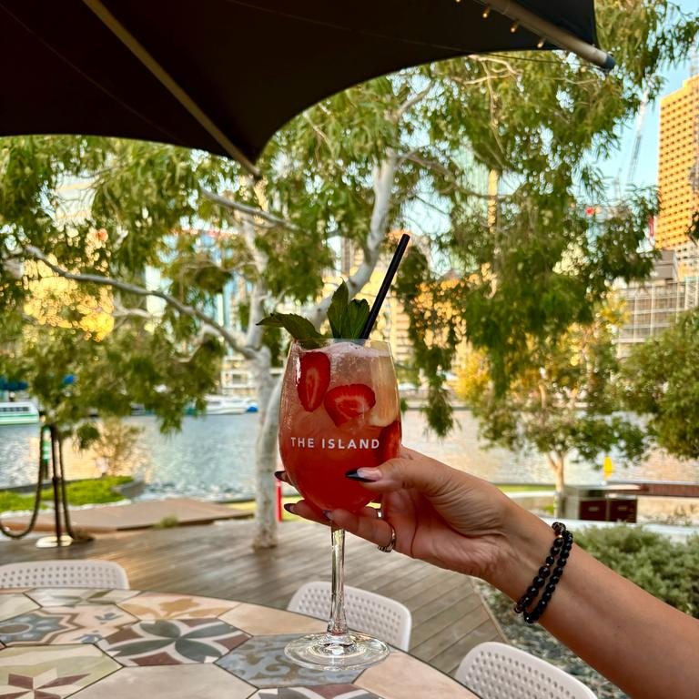 Refreshing cocktail at The Island at Elizabeth Quay, perfect for celebrating Australia Day events in Perth with great food and drinks